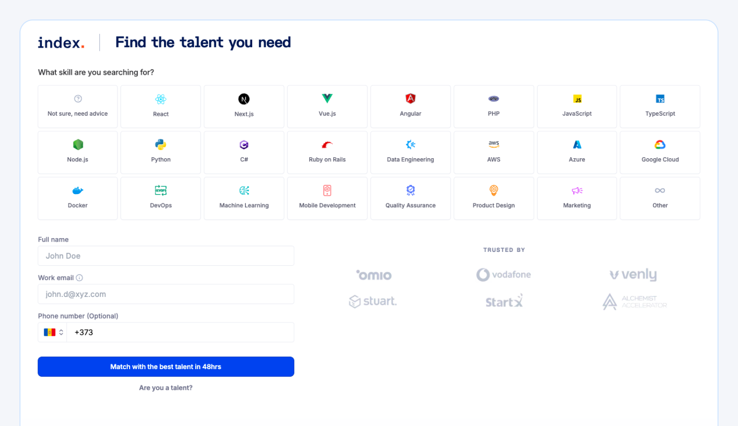 Find the talent you need on Index.dev